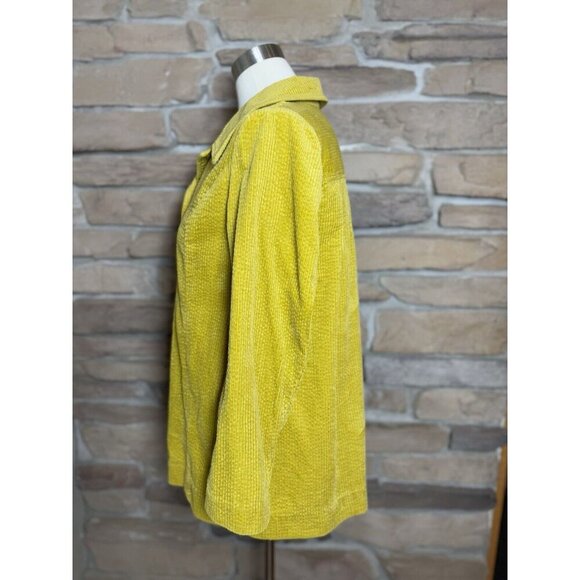 J Jill Women's Corduroy Shacket Size Petite Small Green Yellow - Picture 2 of 10